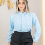 Blusa Social Feminina Alfaiataria Manga Longa