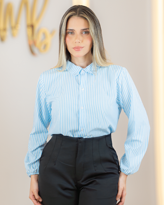 Blusa Social Feminina Alfaiataria Manga Longa