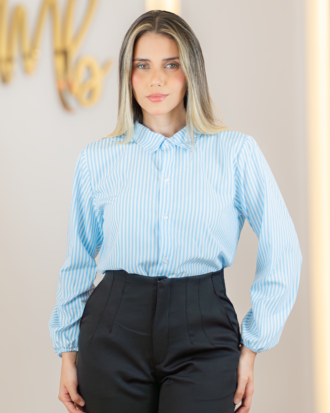 Blusa Social Feminina Alfaiataria Manga Longa