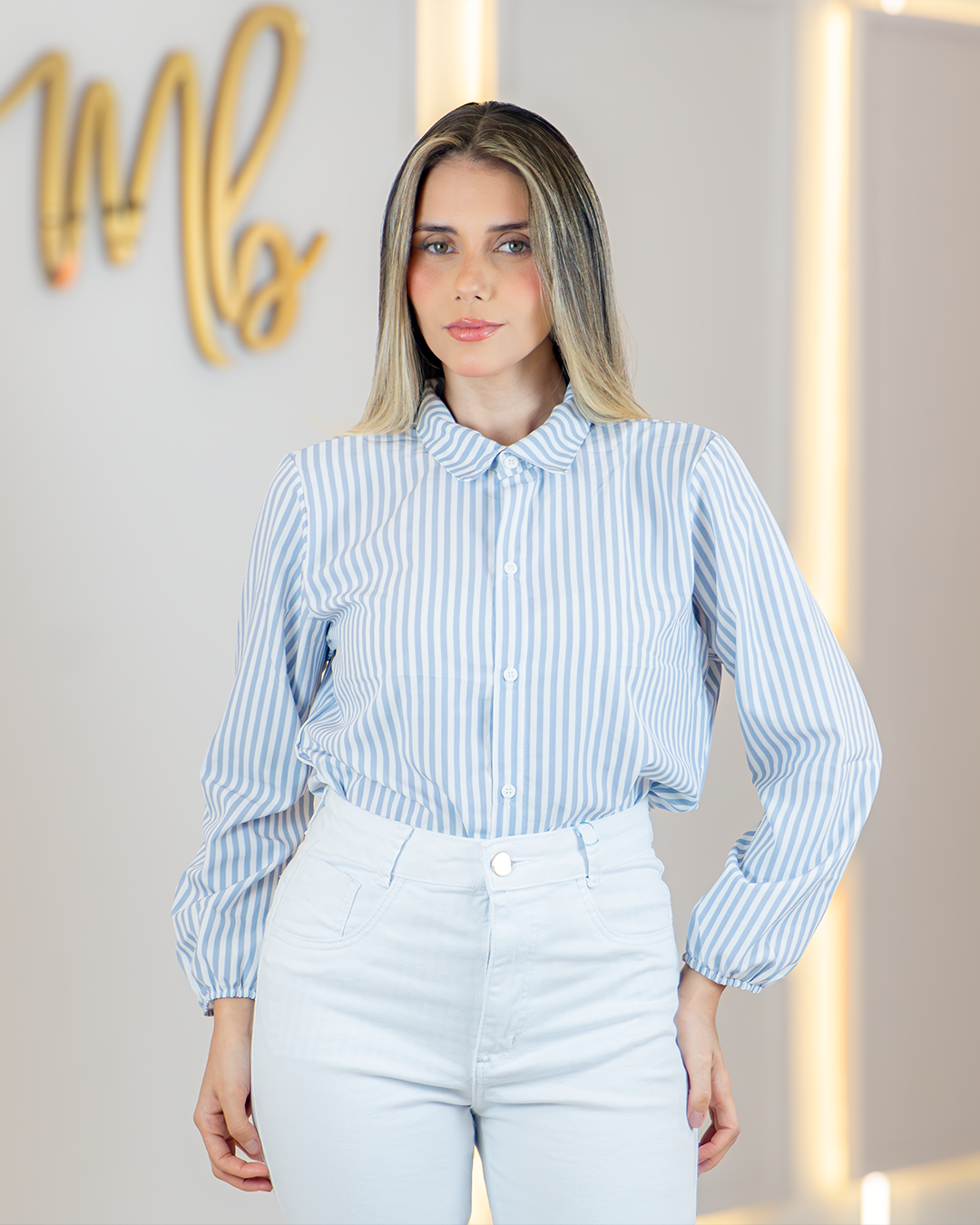 Blusa Social Feminina Alfaiataria Manga Longa - Imagem 4