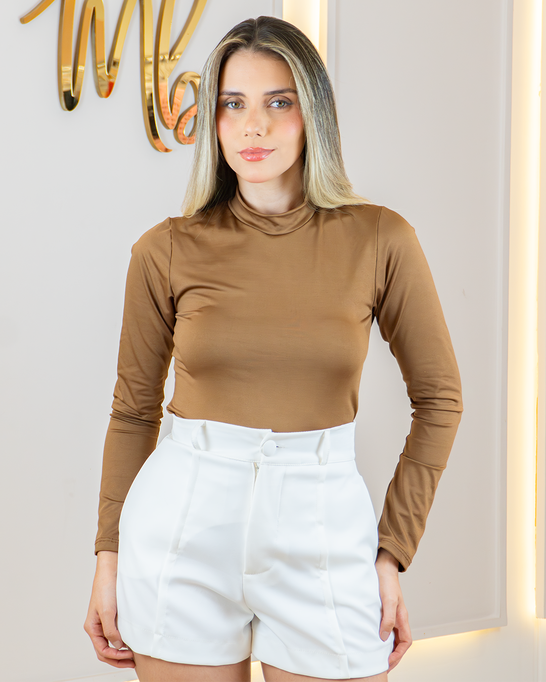 Body Manga Longa Gola Alta em Poliamida - Imagem 7