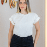 T-shirt Manga Japonesa Algodão com Elastano