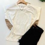 T-shirt Manga Japonesa Algodão com Elastano